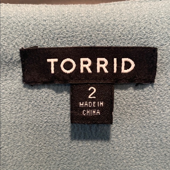 Torrid Sky Blue Draped Open Blazer 2X | Ruched Sleeve | Lined - Picture 2 of 7